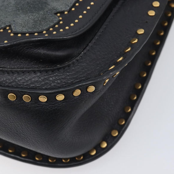 Chloe Hudson Shoulder Bag Leather Black Gold Auth bs37667A