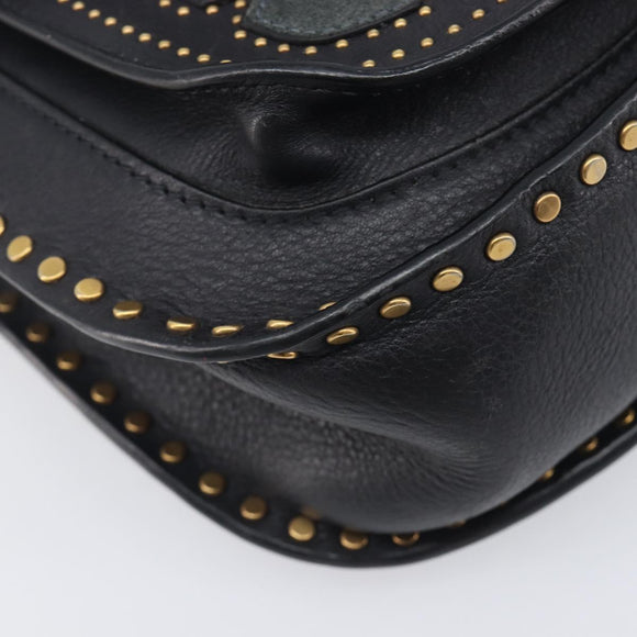 Chloe Hudson Shoulder Bag Leather Black Gold Auth bs37667A