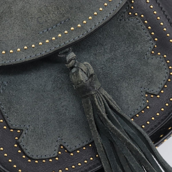Chloe Hudson Shoulder Bag Leather Black Gold Auth bs37667A