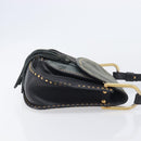 Chloe Hudson Shoulder Bag Leather Black Gold Auth bs37667A-4