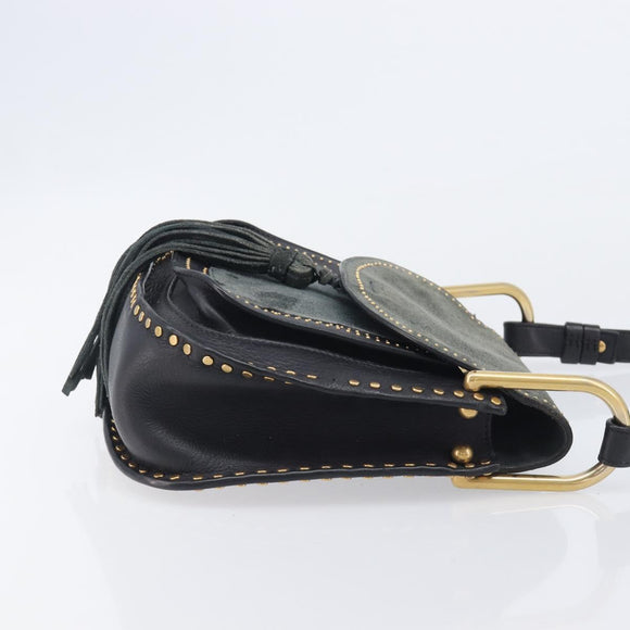 Chloe Hudson Shoulder Bag Leather Black Gold Auth bs37667A