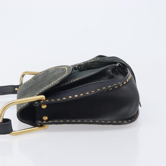 Chloe Hudson Shoulder Bag Leather Black Gold Auth bs37667A