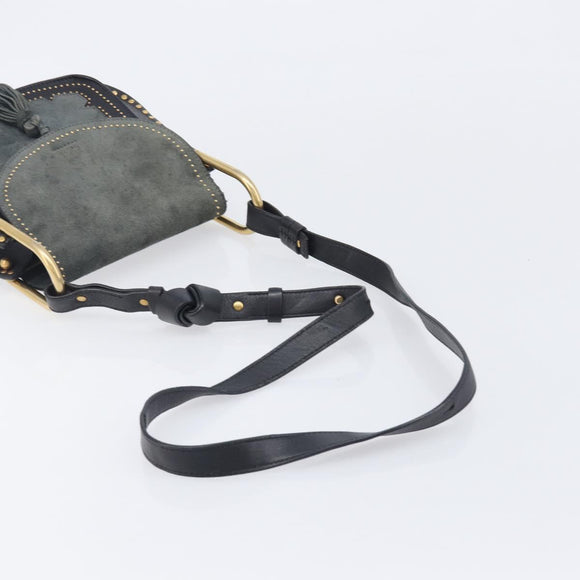 Chloe Hudson Shoulder Bag Leather Black Gold Auth bs37667A
