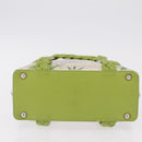 Salvatore Ferragamo Gancini Hand Bag Vinyl Green Silver Auth bs37668-10