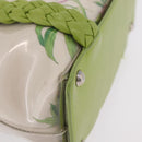 Salvatore Ferragamo Gancini Hand Bag Vinyl Green Silver Auth bs37668-11