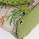 Salvatore Ferragamo Gancini Hand Bag Vinyl Green Silver Auth bs37668-13