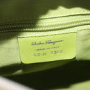 Salvatore Ferragamo Gancini Hand Bag Vinyl Green Silver Auth bs37668-18