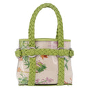 Salvatore Ferragamo Gancini Hand Bag Vinyl Green Silver Auth bs37668-2