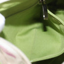 Salvatore Ferragamo Gancini Hand Bag Vinyl Green Silver Auth bs37668-23