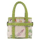 Salvatore Ferragamo Gancini Hand Bag Vinyl Green Silver Auth bs37668-3