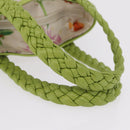 Salvatore Ferragamo Gancini Hand Bag Vinyl Green Silver Auth bs37668-8