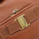 Salvatore Ferragamo Vala Backpack Leather Brown Gold Auth bs37669-17