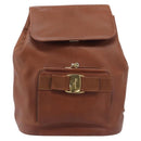 Salvatore Ferragamo Vala Backpack Leather Brown Gold Auth bs37669-2