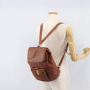 Salvatore Ferragamo Vala Backpack Leather Brown Gold Auth bs37669-27
