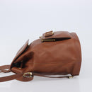 Salvatore Ferragamo Vala Backpack Leather Brown Gold Auth bs37669-5
