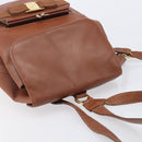 Salvatore Ferragamo Vala Backpack Leather Brown Gold Auth bs37669-6