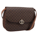 CELINE Macadam Canvas Shoulder Bag PVC Leather Brown Gold Auth bs37670-1