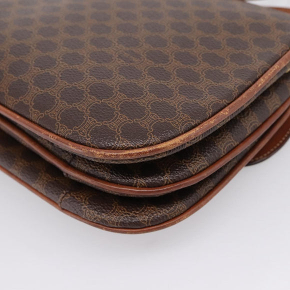 CELINE Macadam Canvas Shoulder Bag PVC Leather Brown Gold Auth bs37670