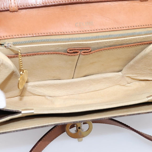 CELINE Macadam Canvas Shoulder Bag PVC Leather Brown Gold Auth bs37670
