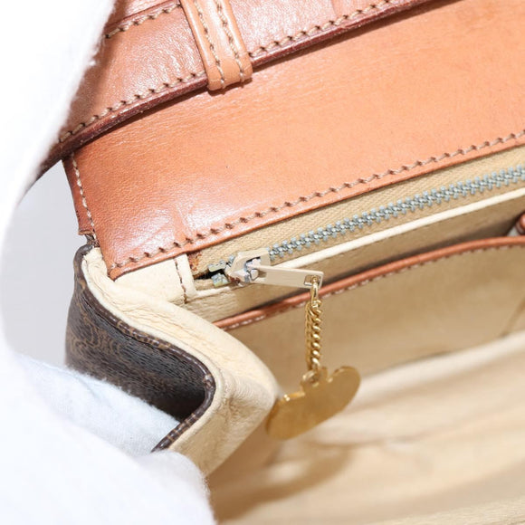 CELINE Macadam Canvas Shoulder Bag PVC Leather Brown Gold Auth bs37670