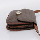 CELINE Macadam Canvas Shoulder Bag PVC Leather Brown Gold Auth bs37670-5