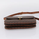 CELINE Macadam Canvas Shoulder Bag PVC Leather Brown Gold Auth bs37670-9