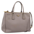 PRADA Hand Bag Saffiano leather 2way Gray Gold Auth bs37671-1