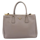 PRADA Hand Bag Saffiano leather 2way Gray Gold Auth bs37671-13
