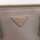 PRADA Hand Bag Saffiano leather 2way Gray Gold Auth bs37671-22