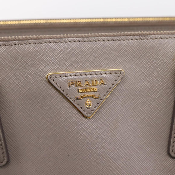 PRADA Hand Bag Saffiano leather 2way Gray Gold Auth bs37671