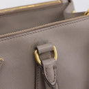 PRADA Hand Bag Saffiano leather 2way Gray Gold Auth bs37671-23
