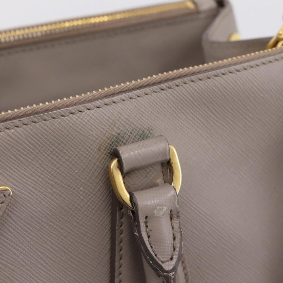 PRADA Hand Bag Saffiano leather 2way Gray Gold Auth bs37671