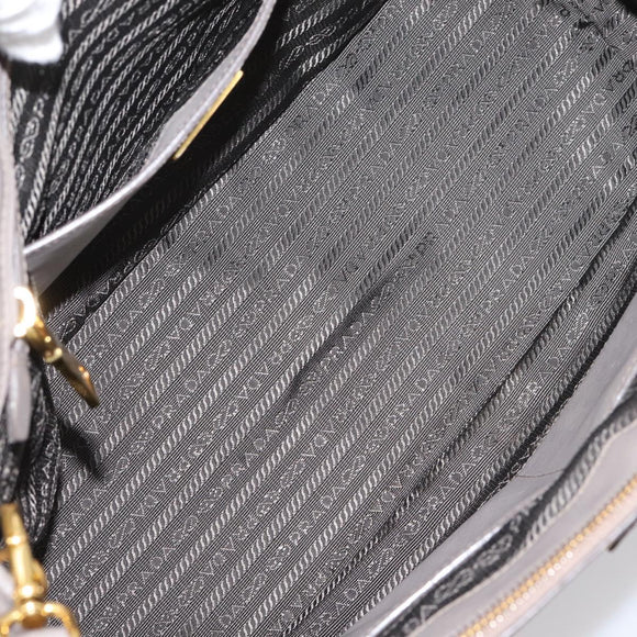 PRADA Hand Bag Saffiano leather 2way Gray Gold Auth bs37671