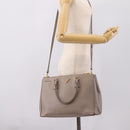 PRADA Hand Bag Saffiano leather 2way Gray Gold Auth bs37671-33