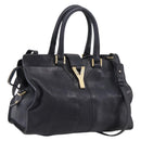 Saint Laurent Cavass Chic Mini Bag Leather 2way Black Gold 370699 Auth bs37674-1