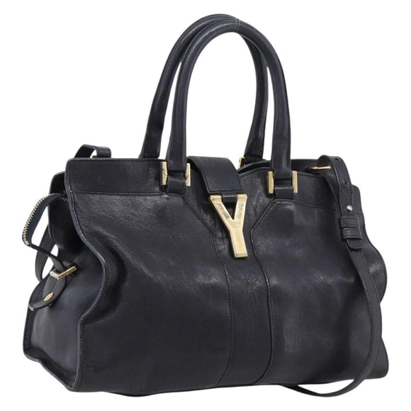 Saint Laurent Cavass Chic Mini Bag Leather 2way Black Gold 370699 Auth bs37674