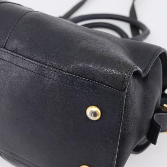 Saint Laurent Cavass Chic Mini Bag Leather 2way Black Gold 370699 Auth bs37674