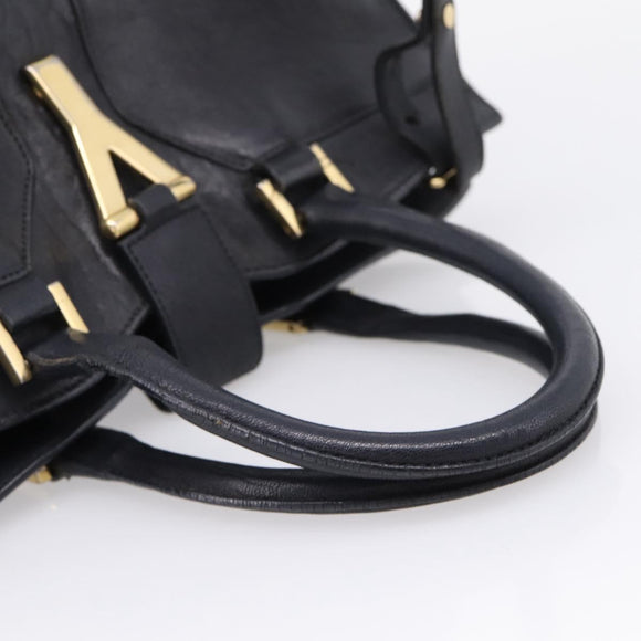 Saint Laurent Cavass Chic Mini Bag Leather 2way Black Gold 370699 Auth bs37674