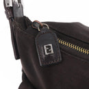 FENDI Mamma Baguette Shoulder Bag Cotton Jersey Brown Silver Auth bs37676-10