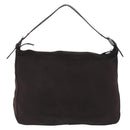 FENDI Mamma Baguette Shoulder Bag Cotton Jersey Brown Silver Auth bs37676-2