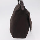 FENDI Mamma Baguette Shoulder Bag Cotton Jersey Brown Silver Auth bs37676-4