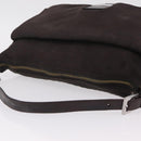 FENDI Mamma Baguette Shoulder Bag Cotton Jersey Brown Silver Auth bs37676-6