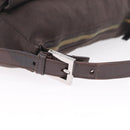 FENDI Mamma Baguette Shoulder Bag Cotton Jersey Brown Silver Auth bs37676-14