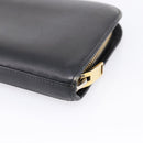 Saint Laurent Long Wallet Leather Black Gold Auth bs37677-10