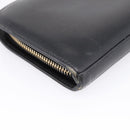 Saint Laurent Long Wallet Leather Black Gold Auth bs37677-11