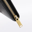 Saint Laurent Long Wallet Leather Black Gold Auth bs37677-12