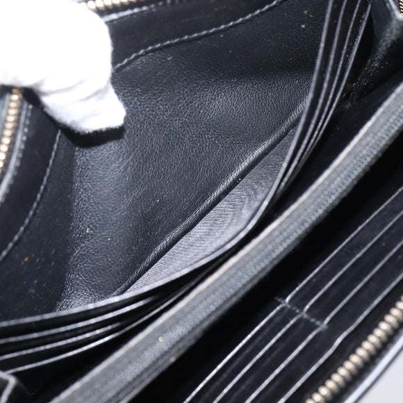 Saint Laurent Long Wallet Leather Black Gold Auth bs37677