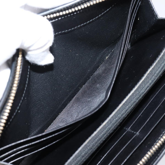 Saint Laurent Long Wallet Leather Black Gold Auth bs37677