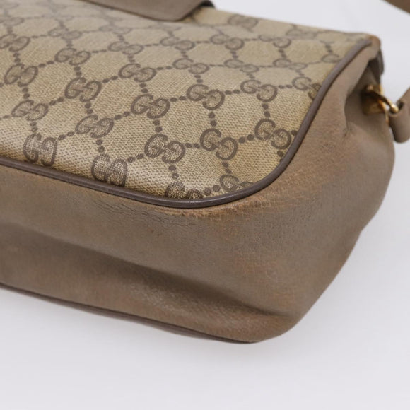 GUCCI GG Supreme Web Sherry Line Bag PVC Beige Gold 116 02 076 Auth bs37680
