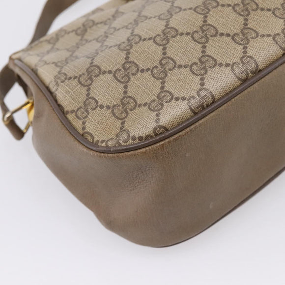 GUCCI GG Supreme Web Sherry Line Bag PVC Beige Gold 116 02 076 Auth bs37680